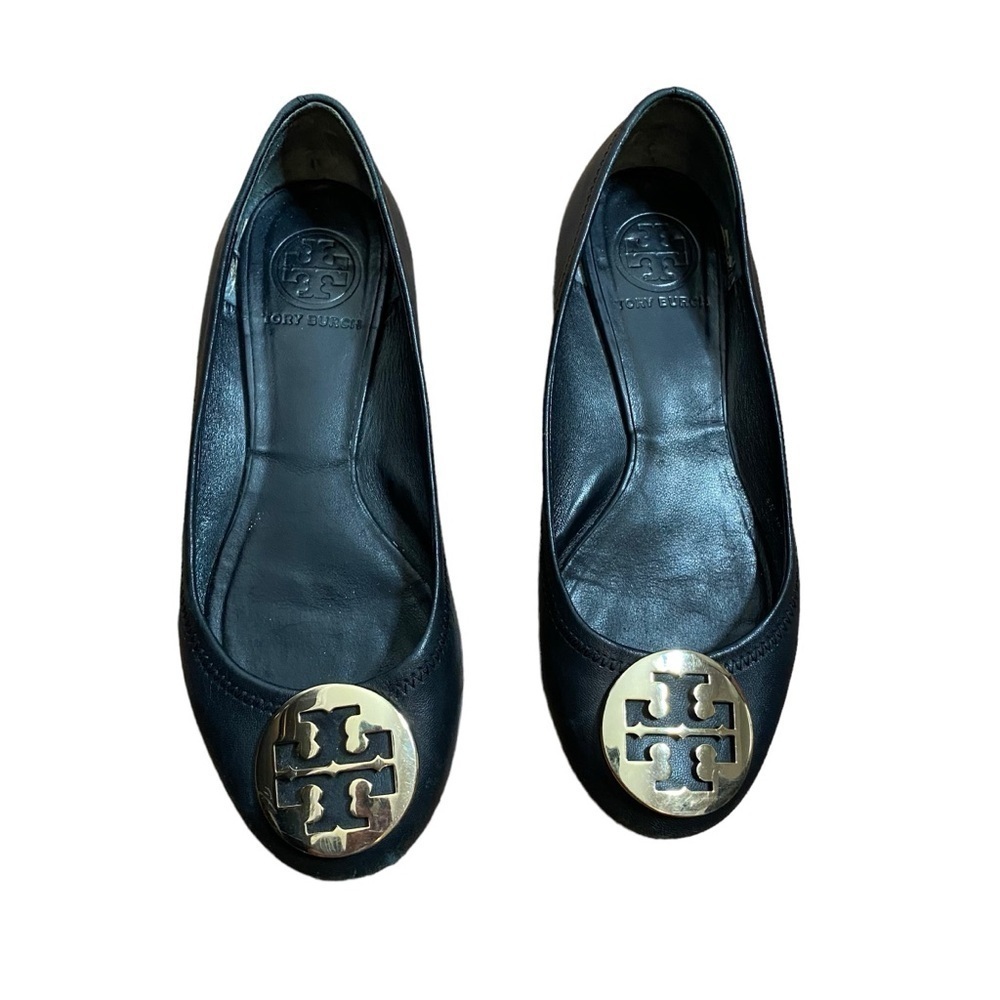 Tory Burch Black Reva Gold Logo Flats 6